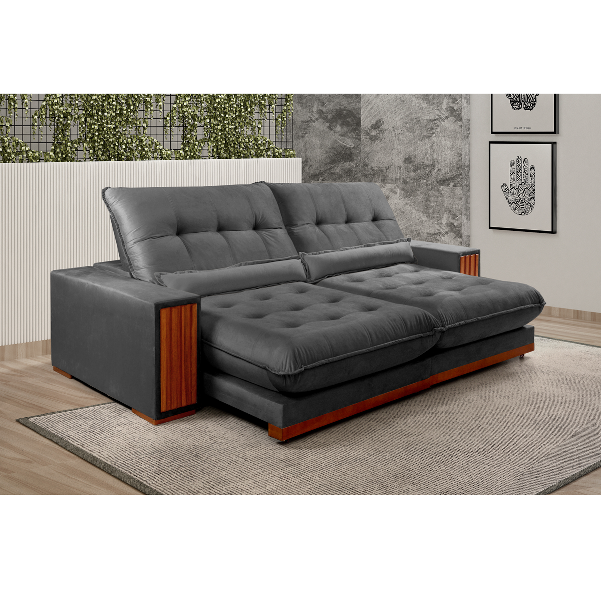 Sofá retrátil e reclinável BÚZIOS com molas ensacadas - 1,8M a 2,9M