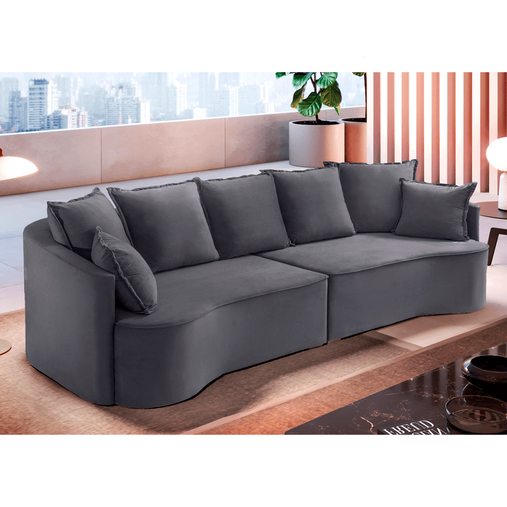 Sofá ANDRÔMEDA fixo com linhas orgânicas - 2,3m a 2,9m