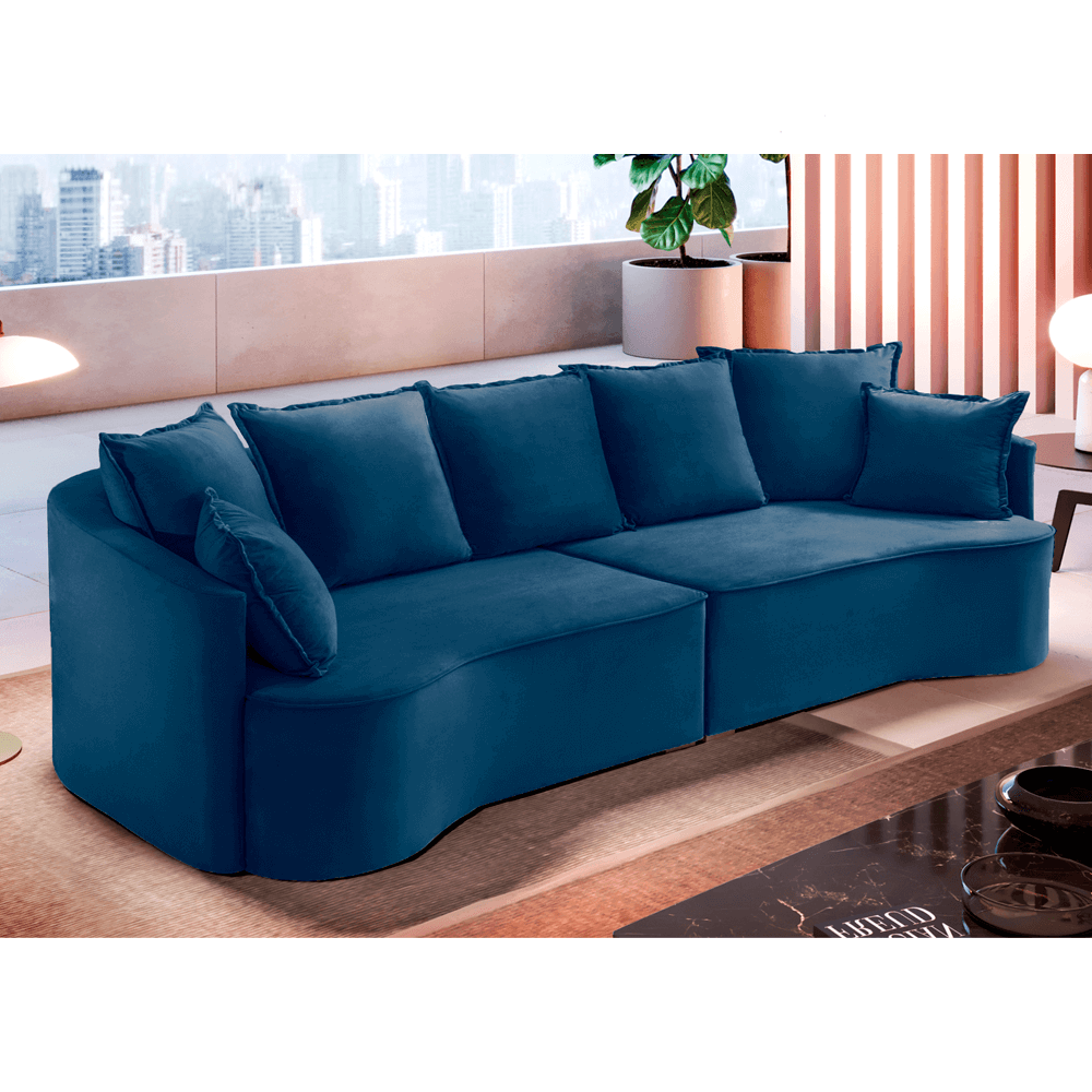Sofá ANDRÔMEDA fixo com linhas orgânicas - 2,3m a 2,9m