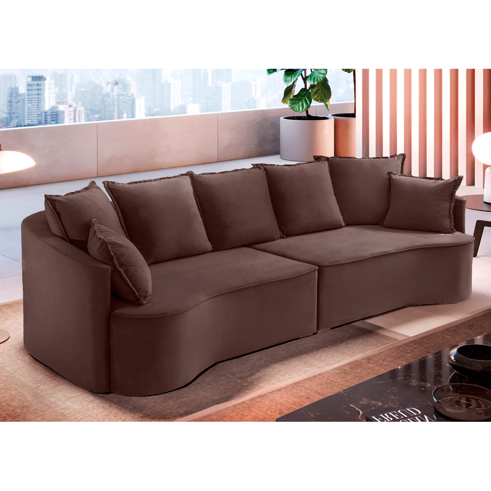 Sofá ANDRÔMEDA fixo com linhas orgânicas - 2,3m a 2,9m