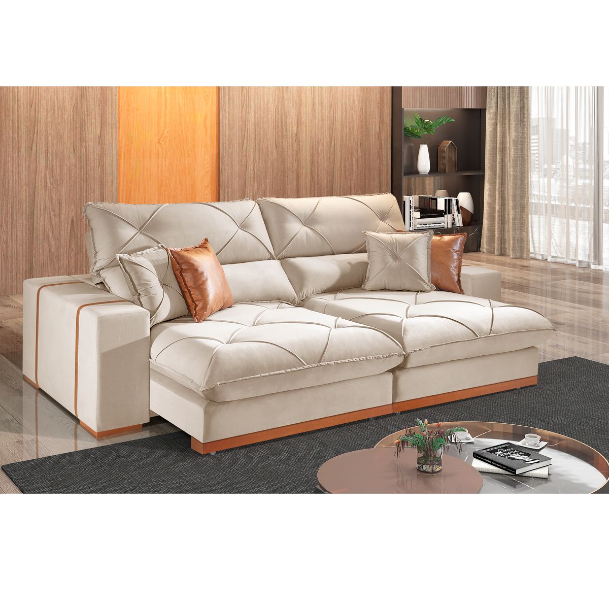 Sofá retrátil e reclinável TRENTO com molas ensacadas - 1,8M a 2,9M