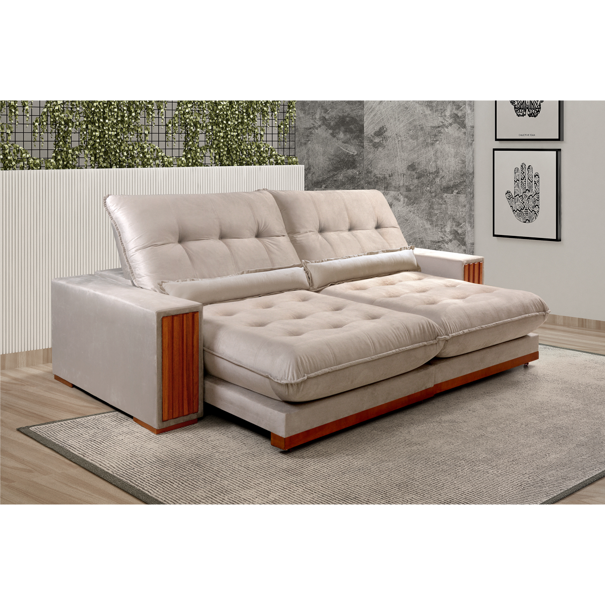 Sofá retrátil e reclinável BÚZIOS com molas ensacadas - 1,8M a 2,9M