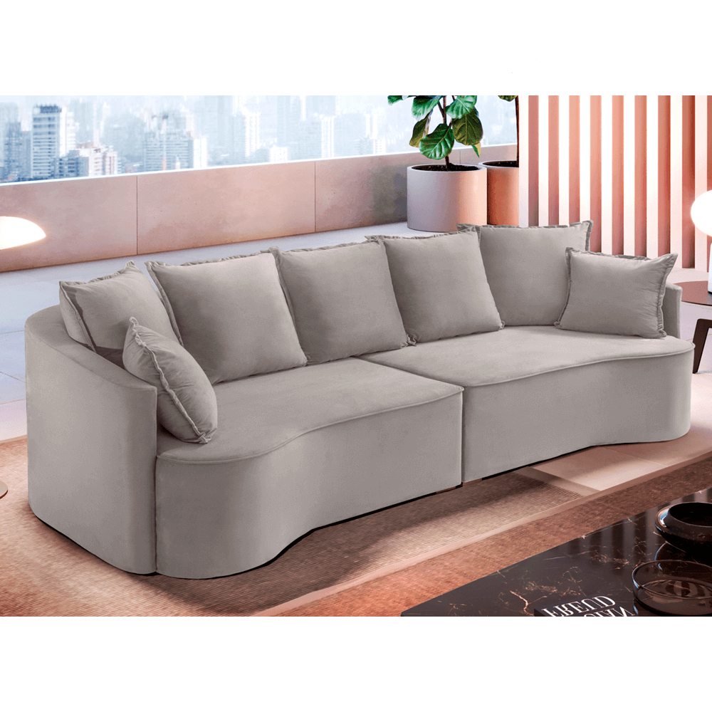 Sofá ANDRÔMEDA fixo com linhas orgânicas - 2,3m a 2,9m
