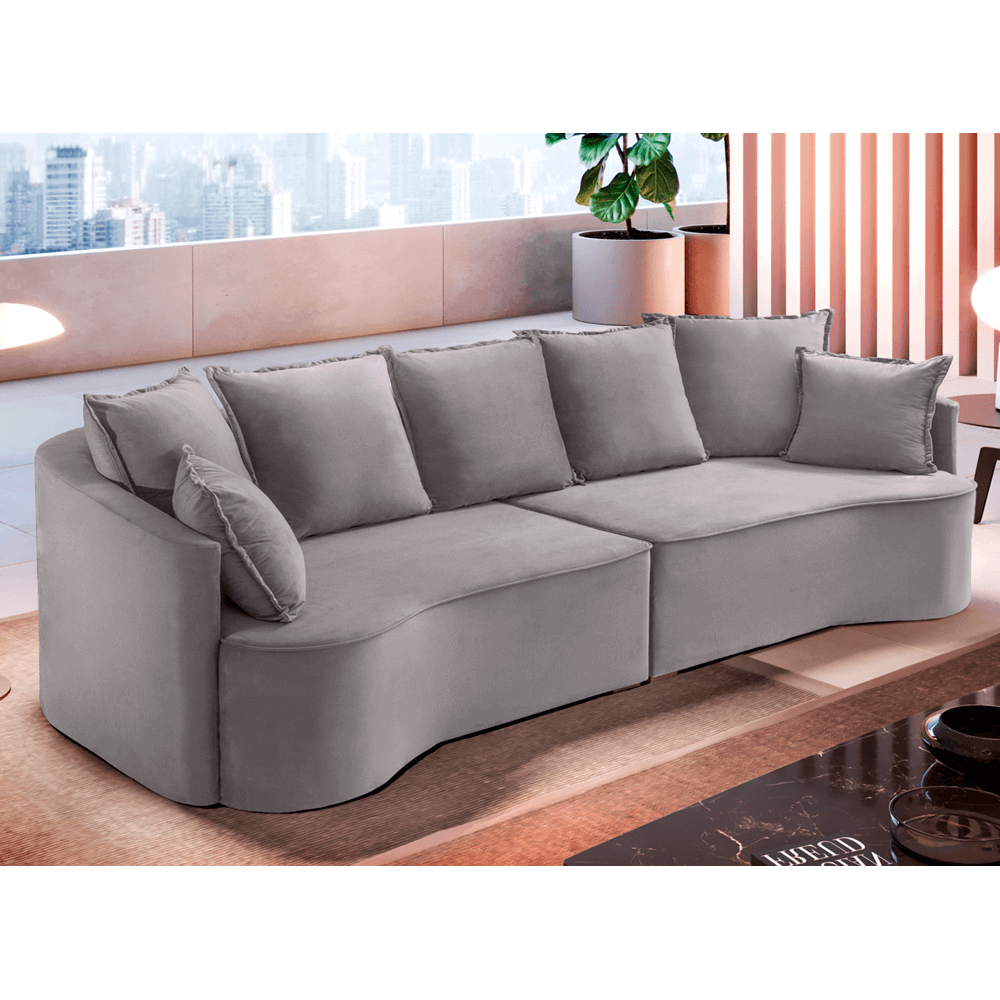 Sofá ANDRÔMEDA fixo com linhas orgânicas - 2,3m a 2,9m