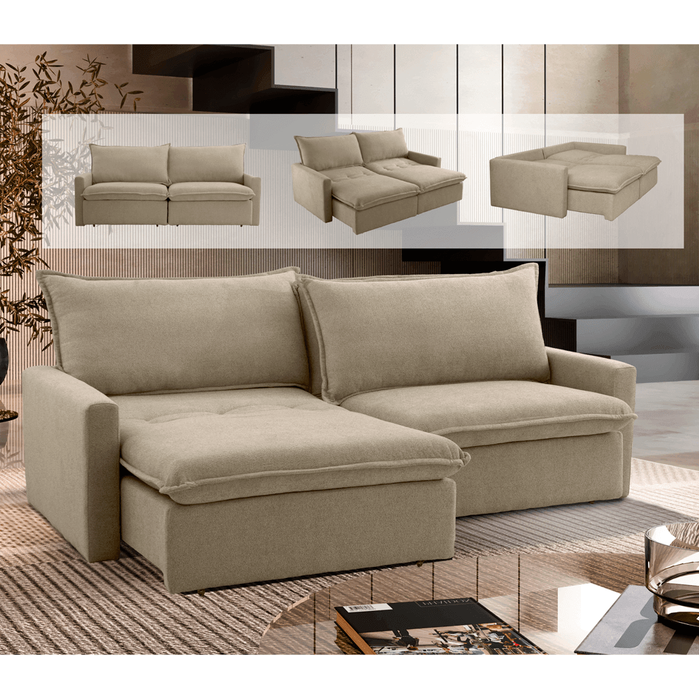 Sofá Cama California com Molas Ensacadas - 1,6M a 2,6M - Sofá.com