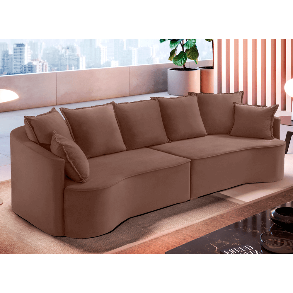 Sofá ANDRÔMEDA fixo com linhas orgânicas - 2,3m a 2,9m
