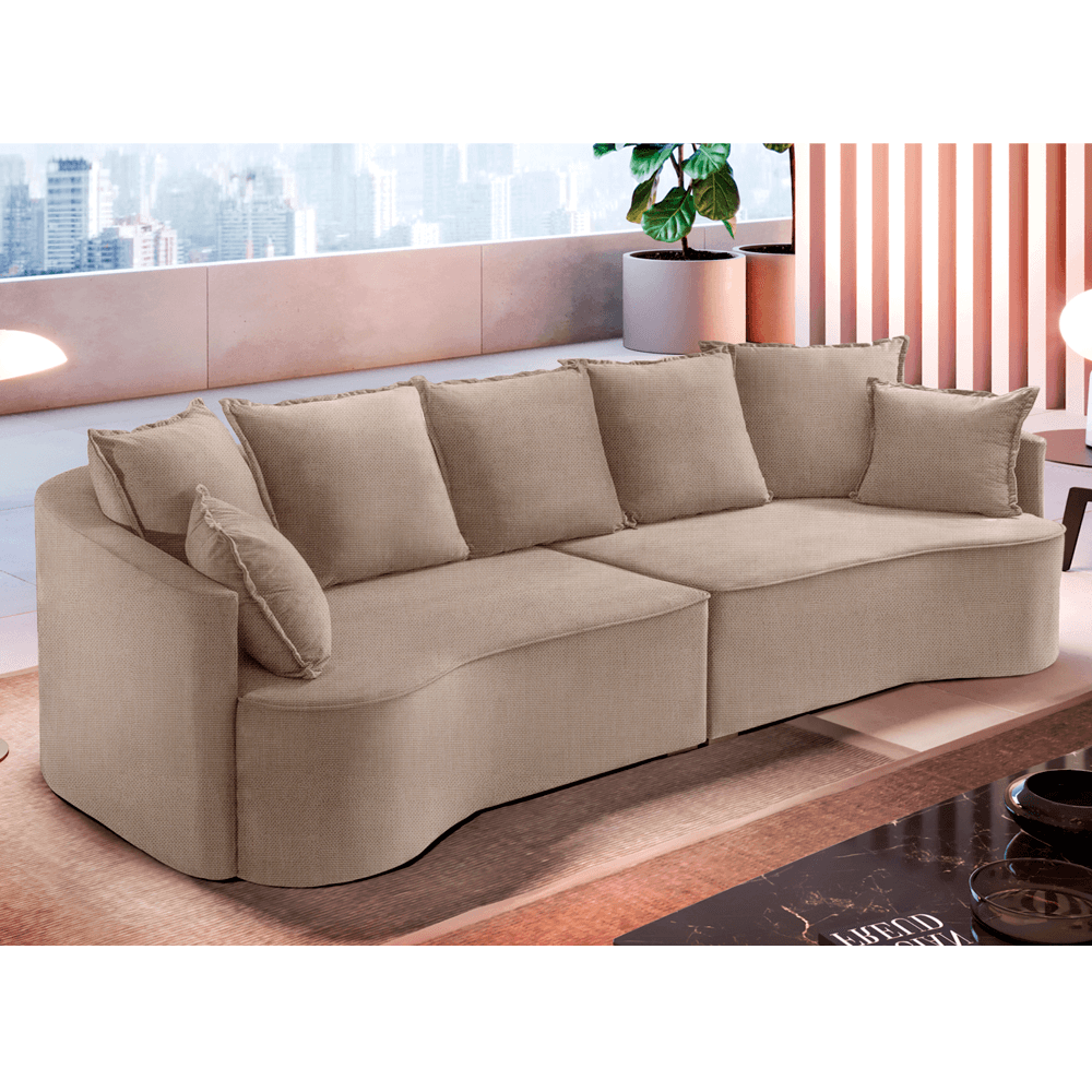 Sofá ANDRÔMEDA fixo com linhas orgânicas - 2,3m a 2,9m