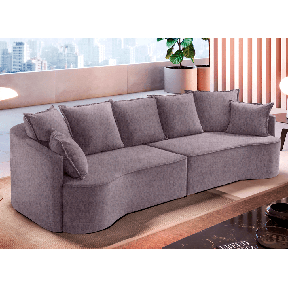 Sofá ANDRÔMEDA fixo com linhas orgânicas - 2,3m a 2,9m