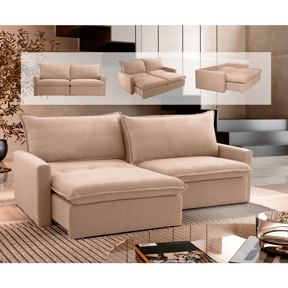 Sofá Cama California com Molas Ensacadas - 1,6M a 2,6M - Sofá.com
