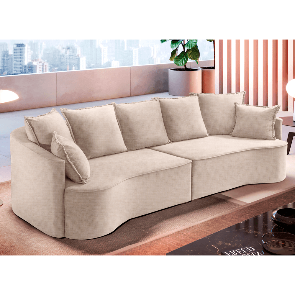 Sofá ANDRÔMEDA fixo com linhas orgânicas - 2,3m a 2,9m