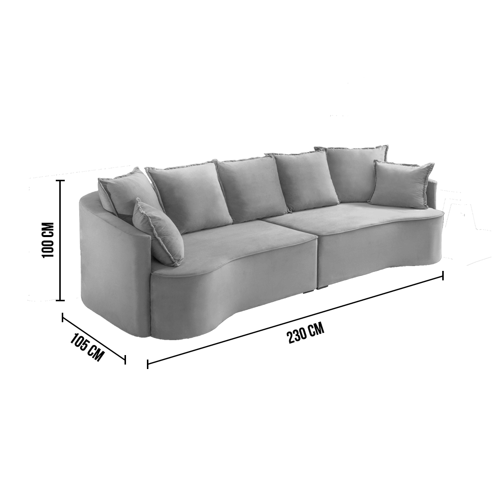 Sofá ANDRÔMEDA fixo com linhas orgânicas - 2,3m a 2,9m