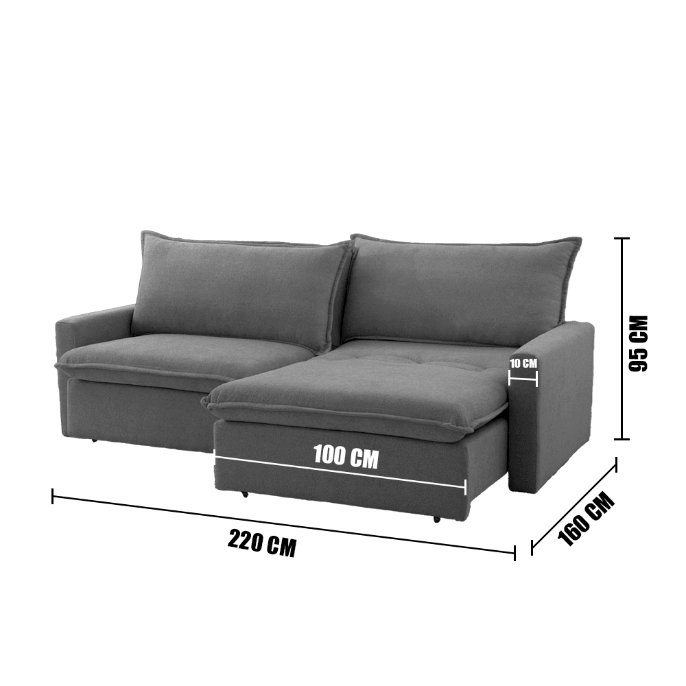 Sofá Cama California com Molas Ensacadas - 1,6M a 2,6M - Sofá.com