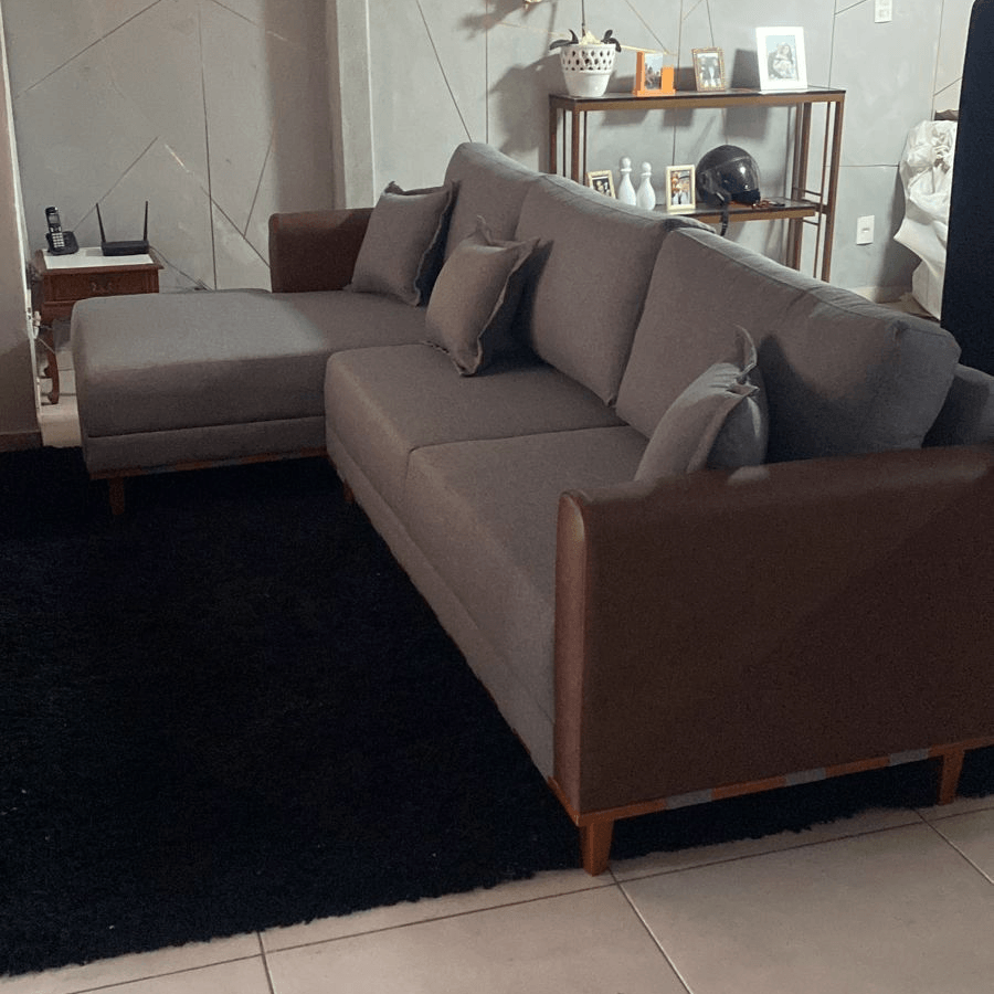 Sofá Living Las Vegas Tecido Linho com Chaise - 2,8m - Sofá.com