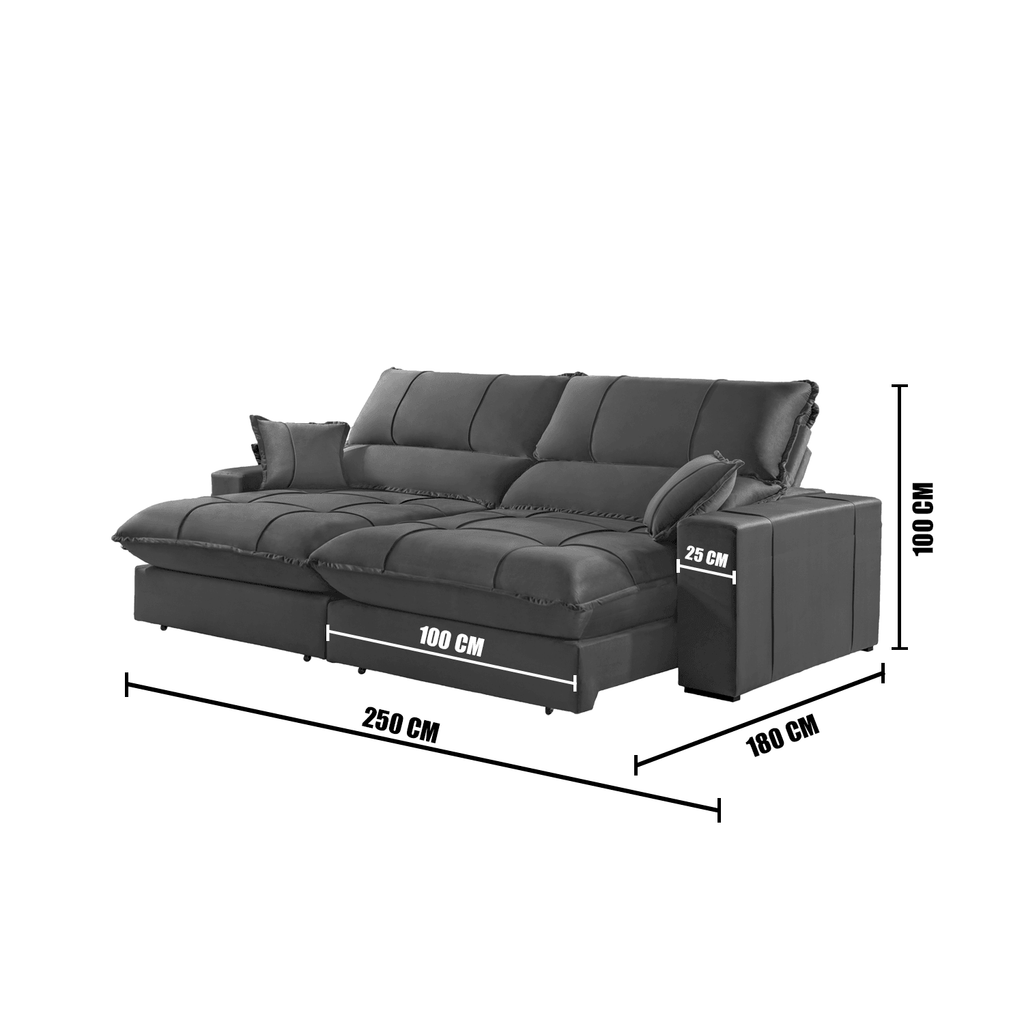 Sofá retrátil e reclinável ZENIT com molas ensacadas - 1,8M a 2,9M - Sofá.com