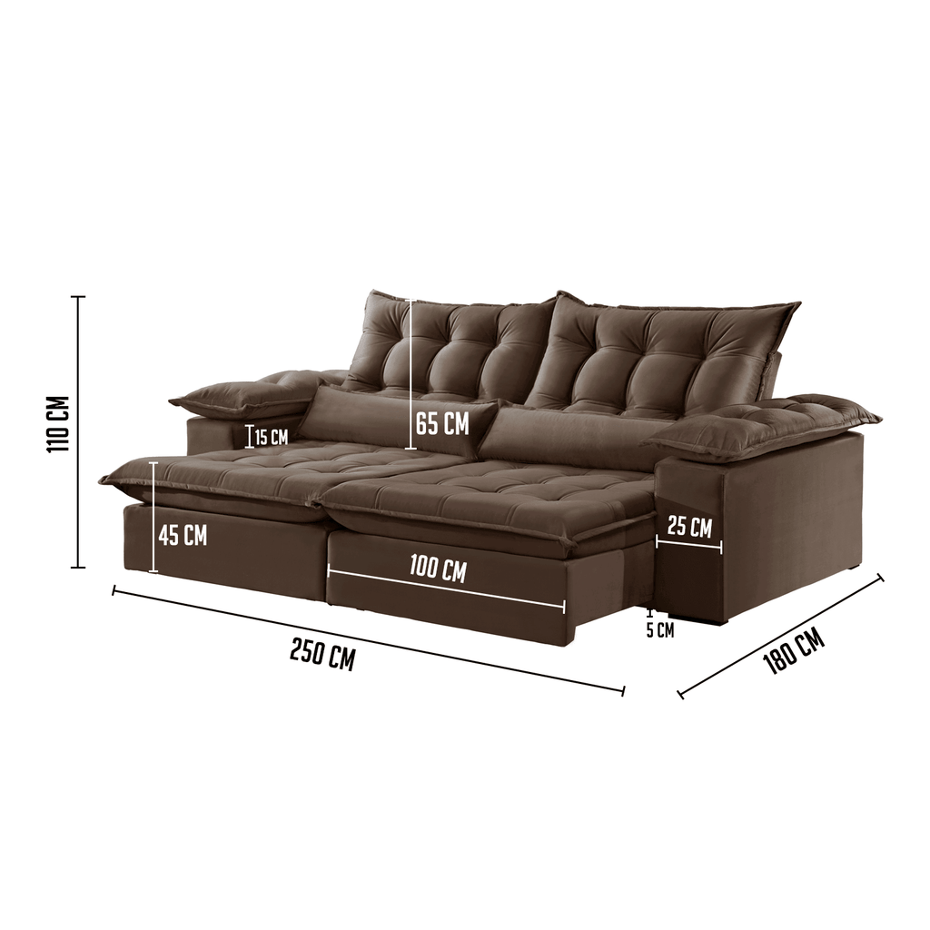 Sofá AMSTERDAM Retrátil e Reclinável - 1,8m a 2,9m - Sofá.com