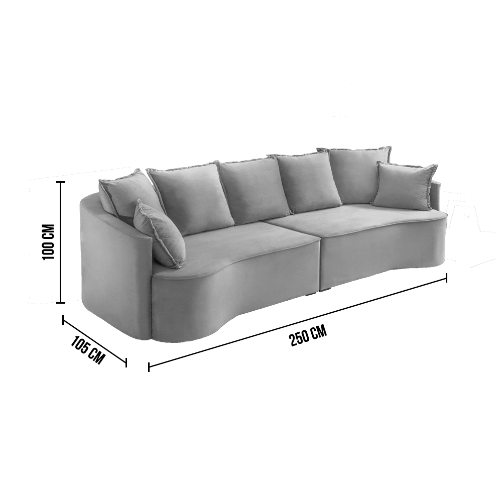 Sofá ANDRÔMEDA fixo com linhas orgânicas - 2,3m a 2,9m