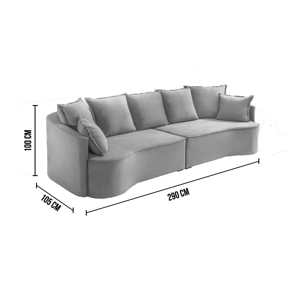 Sofá ANDRÔMEDA fixo com linhas orgânicas - 2,3m a 2,9m