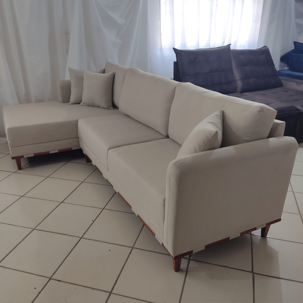Sofá Living Las Vegas Tecido Linho com Chaise - 2,8m - Sofá.com